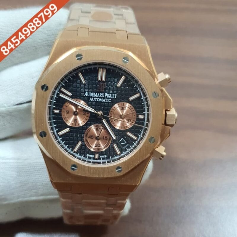 Audemars Piguet Royal Oak Chronograph 45mm Rose Gold Black Dial Swiss Watch