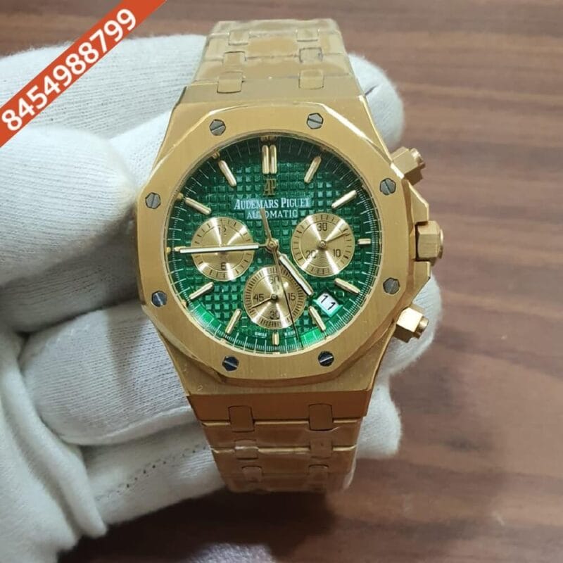 Audemars Piguet Royal Oak Chronograph Full Gold 41mm Green Dial Swiss Watch