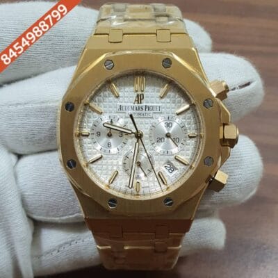 Audemars Piguet Royal Oak Chronograph Full Gold 41mm White Dial Swiss Watch