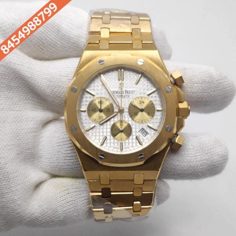 Audemars Piguet Royal Oak Chronograph Full Gold White Dial Watch