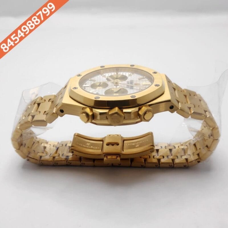 Audemars Piguet Royal Oak Chronograph Full Gold White Dial Watch - Image 4