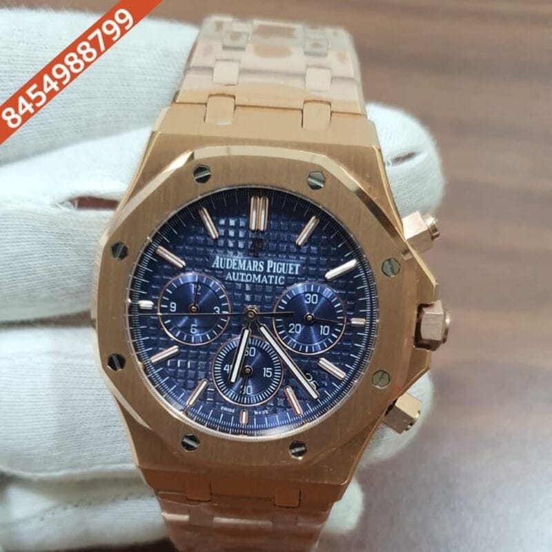 Audemars Piguet Royal Oak Chronograph Full Rose Gold 41mm Blue Dial Swiss Automatic Watch