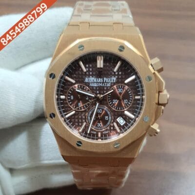 Audemars Piguet Royal Oak Chronograph Full Rose Gold 41mm Brown Dial Swiss Watch