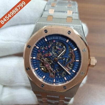 Audemars Piguet Royal Oak Dual Tone Skeleton Blue Dial Swiss Automatic Watch