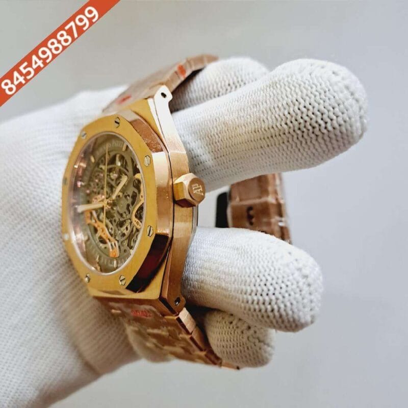 Audemars Piguet Royal Oak Rose Gold White Skeleton Swiss Automatic Watch - Image 2