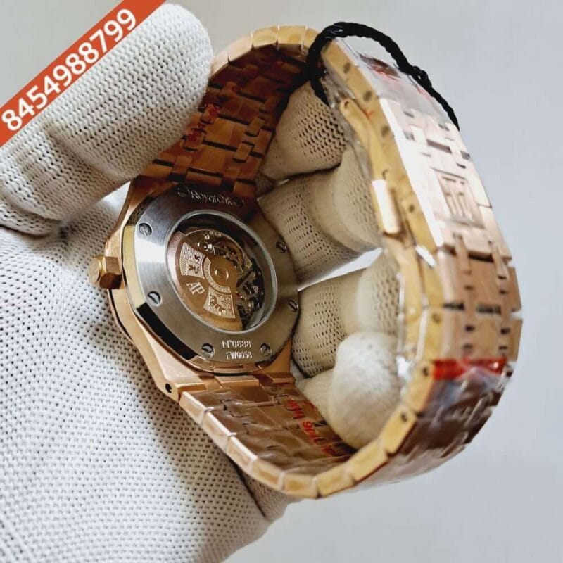 Audemars Piguet Royal Oak Rose Gold White Skeleton Swiss Automatic Watch - Image 4