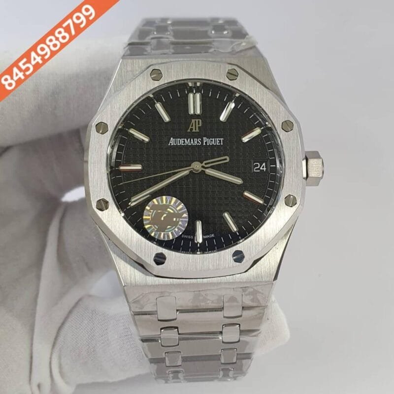 Audemars Piguet Royal Oak Silver Black Dial Swiss ETA Calibre 7121 Automatic Movement Watch