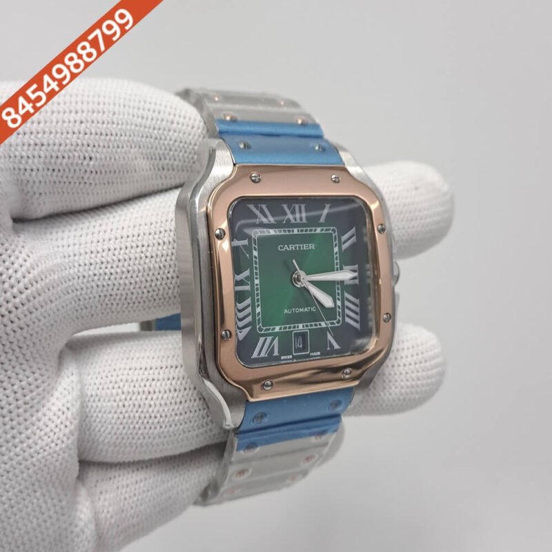 Cartier Santos 100 Dual Tone Green  Swiss Automatic Watch - Image 2