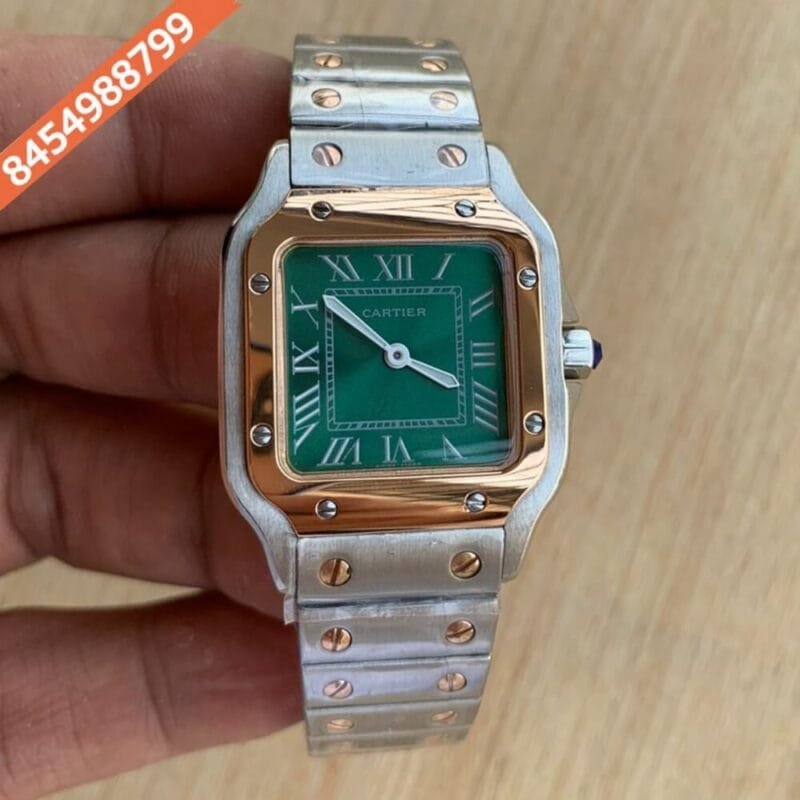 Cartier Santos Dual Tone Green Dial Watch