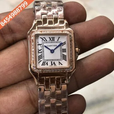 Cartier Santos Rose Gold White Dial Swiss Automatic Watch