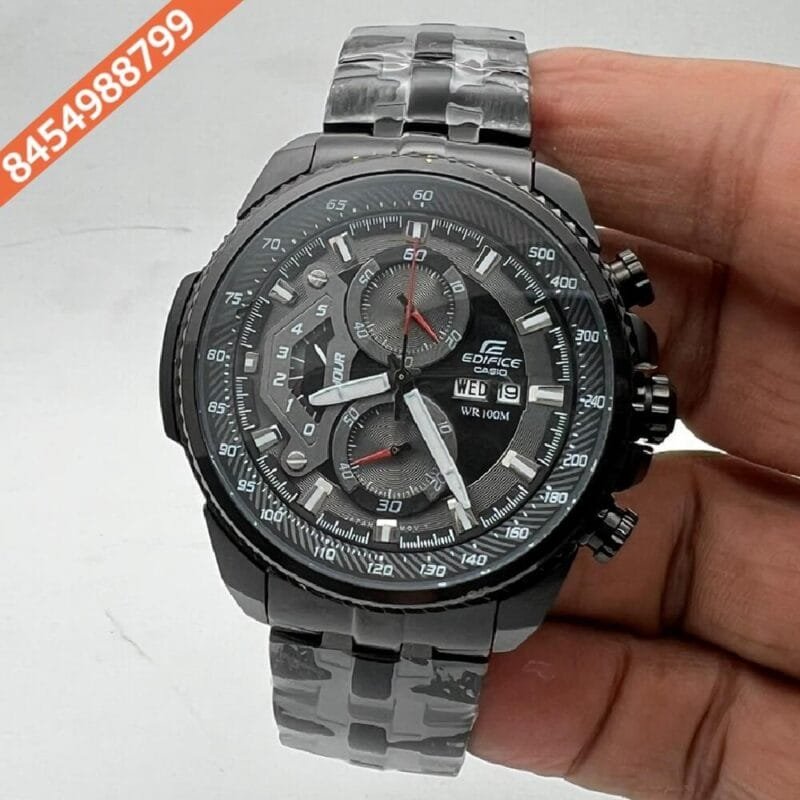 Edifice Full Black Dial Chronograph Swiss Watch