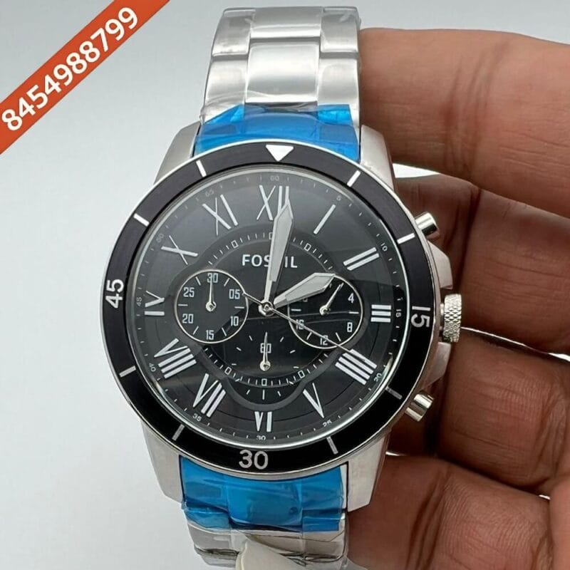 Fossil Grant Sport Chronograph Steel Black Dial Swiss Watch