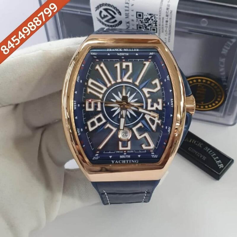 Franck Muller Vanguard Yachting Rose Fold Black Dial Swiss Eta V45 Sc Dt Yacht Automatic Movement Watch
