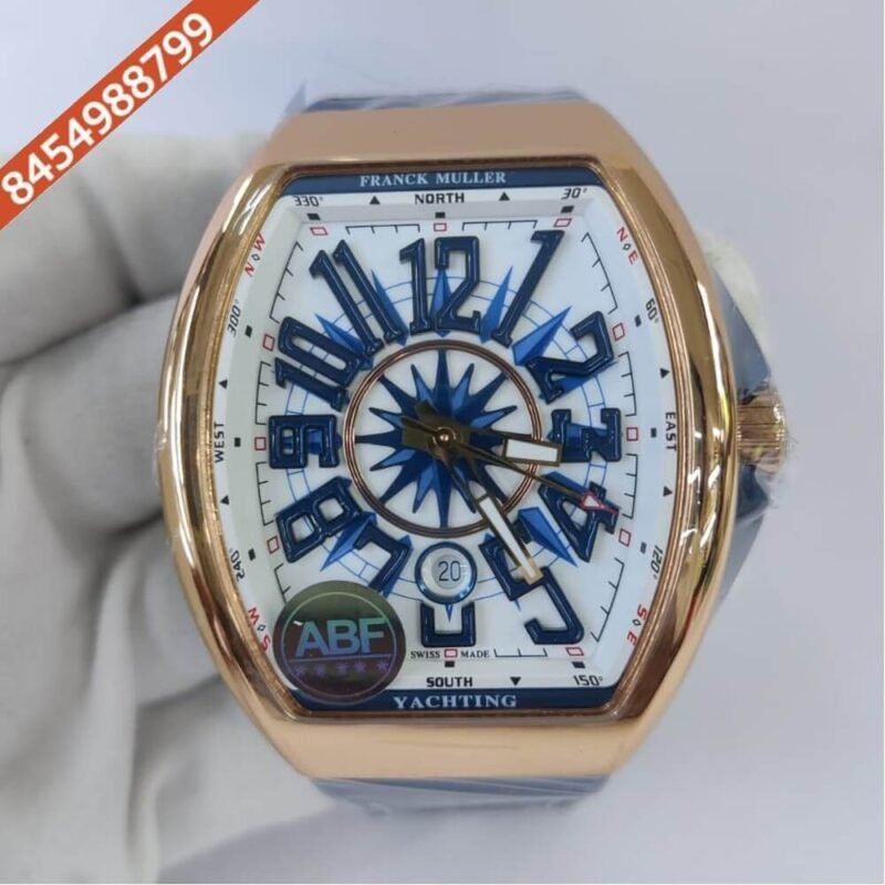 Franck Muller Vanguard Yatching Alligator White Dial Swiss ETA Automatic Watch