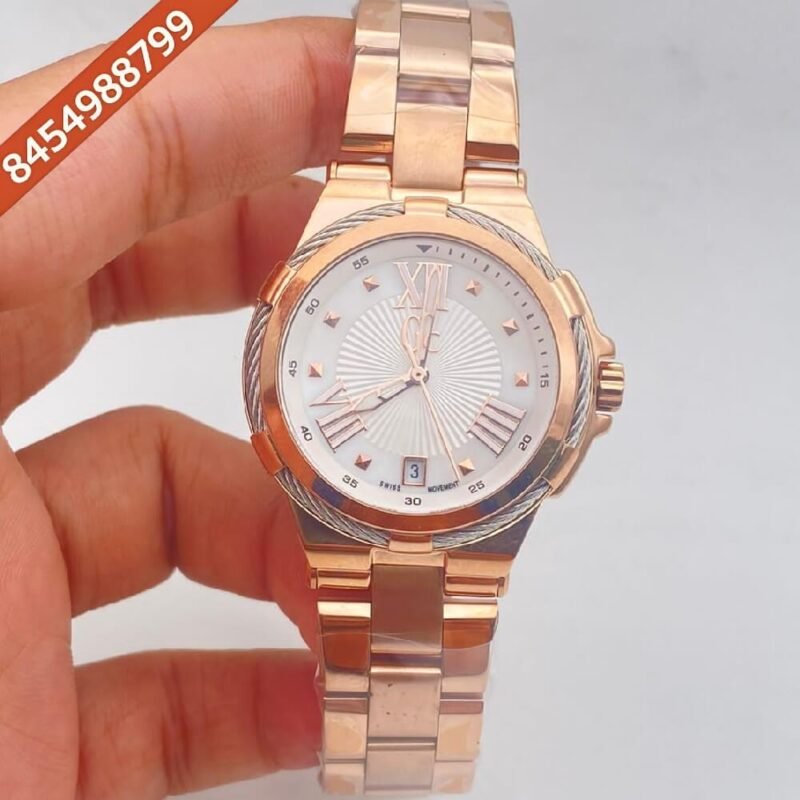 GC CableBijou Full Rose Gold White Dial Watch