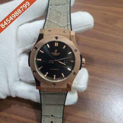 Hublot Classic Fusion Black Dial Grey Leather Strap Swiss Automatic Watch