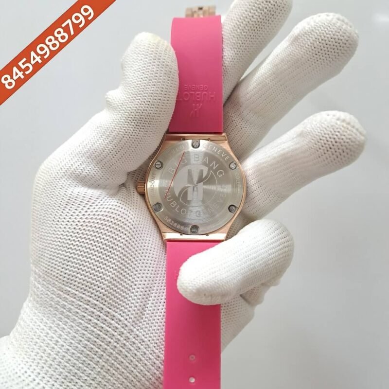 Hublot Classic Fusion Diamond Pink Rubber Strap Swiss Watch - Image 4