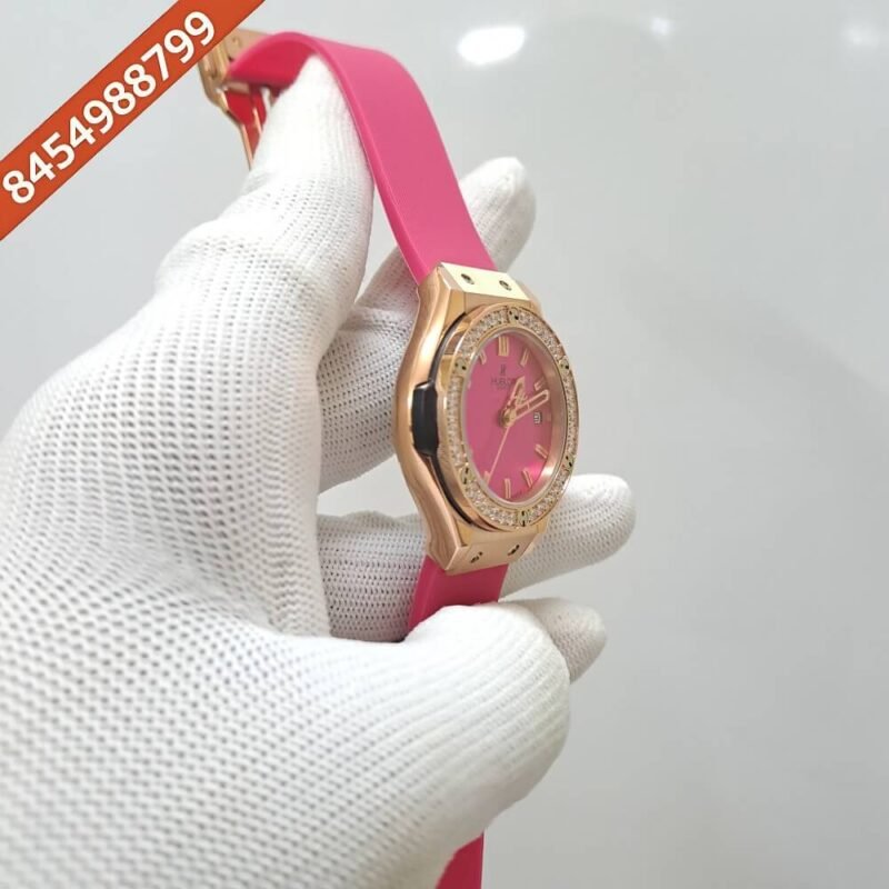 Hublot Classic Fusion Diamond Pink Rubber Strap Swiss Watch - Image 2