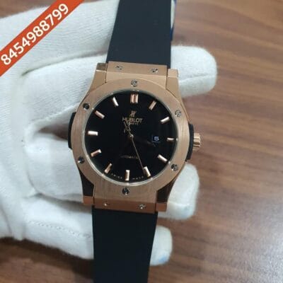Hublot Classic Fusion Full Black Black Dia Rose Gold  Leather Swiss Automatic Watch