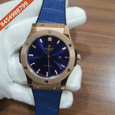 Hublot Classic Fusion Full Blue Black Rose Gold Bezel Swiss Automatic Watch