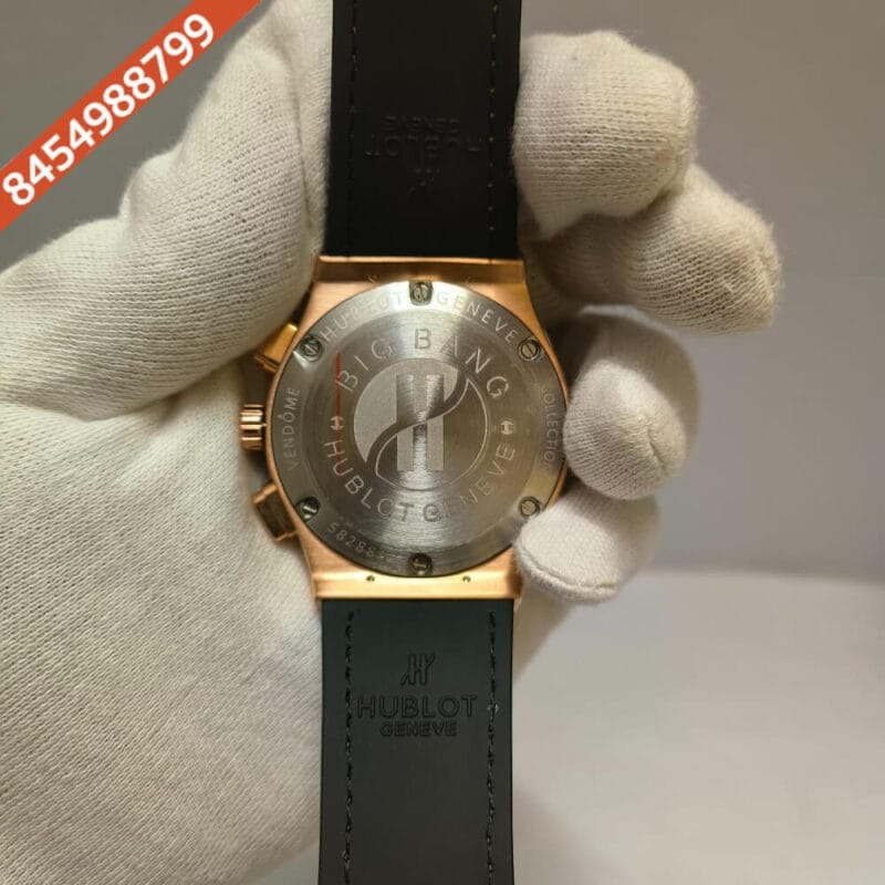 Hublot Classic Fussion Chronograph Rose Gold White Dial Brown Leather Strap Watch - Image 4