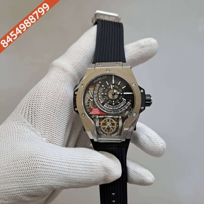 Hublot MP-09 Tourbillon Silver Black Dial Swiss Automatic Watch