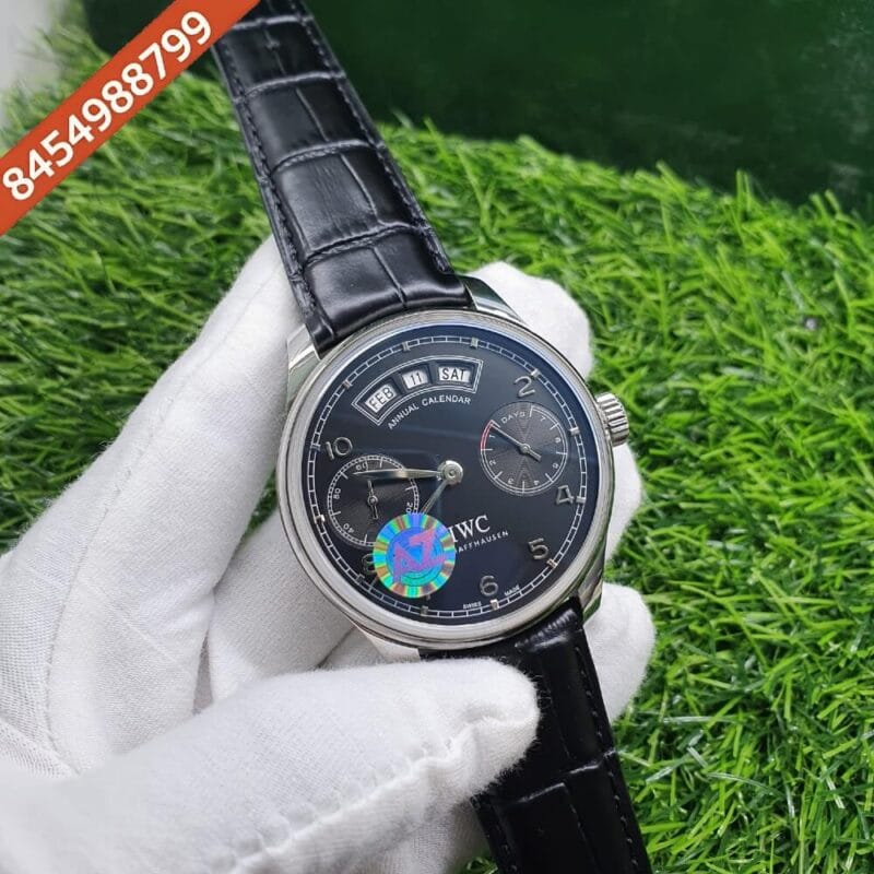 IWC Portugieser Annual Calendar Steel Black Swiss ETA 7750 Valjoux Automatic Movement Watch