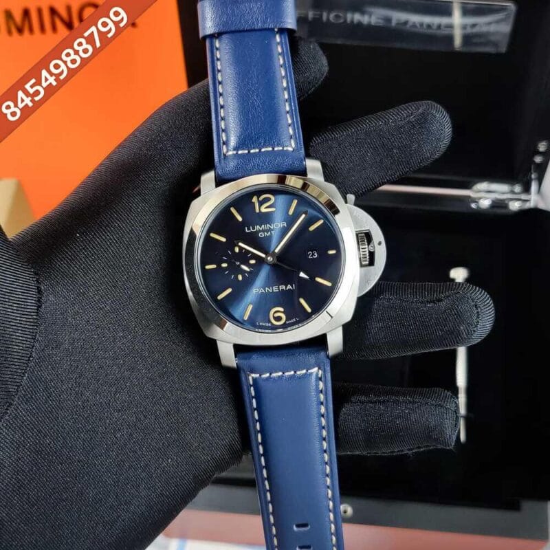 Luminor Panerai GMT Blue Dial Leather strap Swiss Automatic Watch