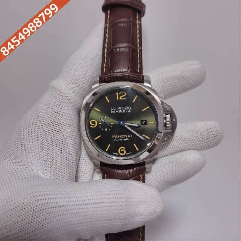 Luminor Marina Panerai Green Dial Leather Strap Automatic Watch