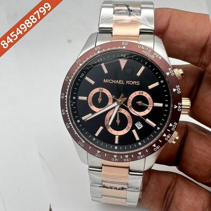 Michael Kors Bayville Black Dial Dual Tone Chronograph Swiss Watch