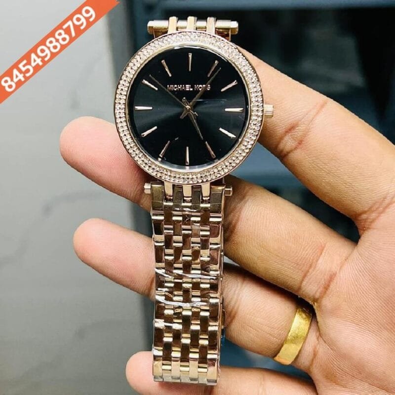 Michael Kors Darci Rose Gold Black Dial  Watch