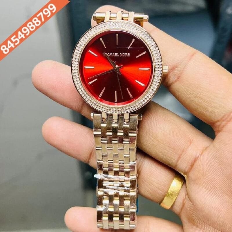 Michael Kors Darci Rose Gold Red Dial Watch