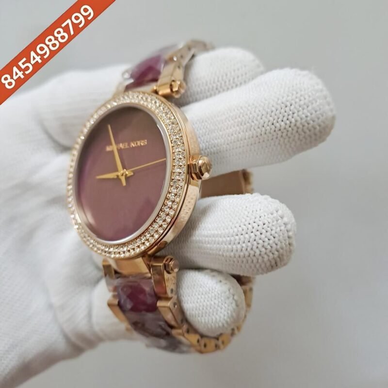 Michael Kors Parker Quartz Rose Gold Purple Dial Women's Watch - Image 3