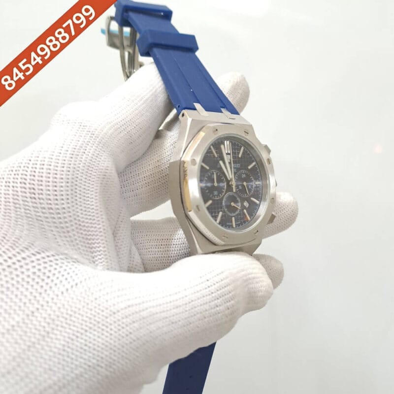 Audemars Piguet Royal Oak Offshore Chronograph Blue Dial Rubber Strap Swiss Watch - Image 3