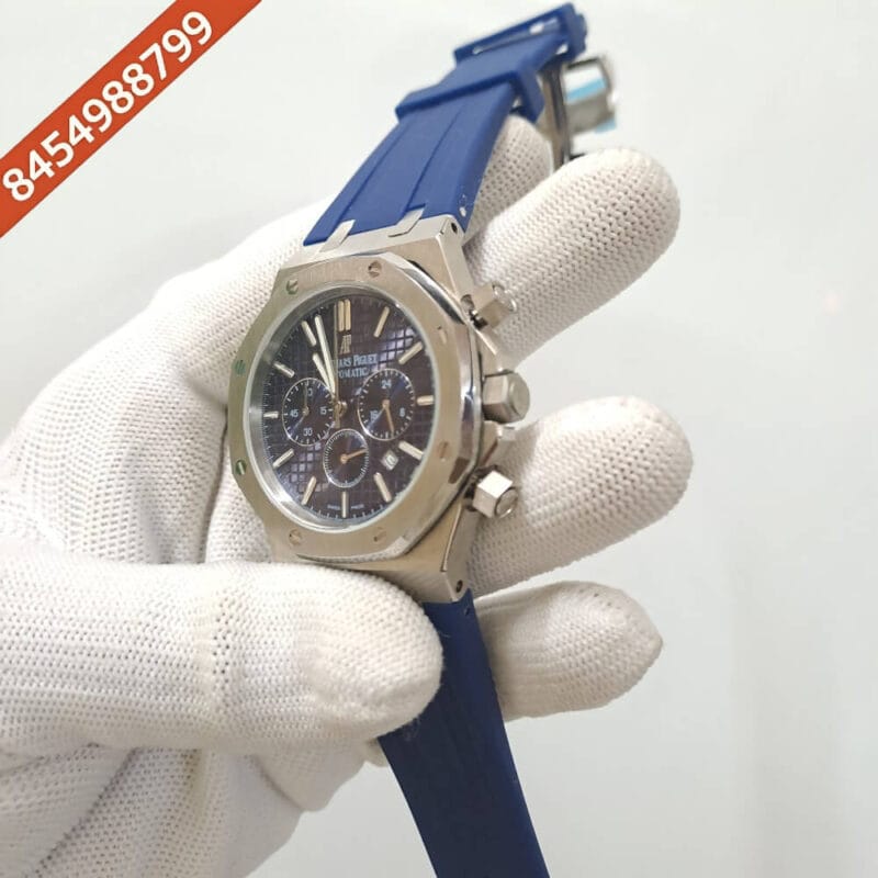 Audemars Piguet Royal Oak Offshore Chronograph Blue Dial Rubber Strap Swiss Watch - Image 2