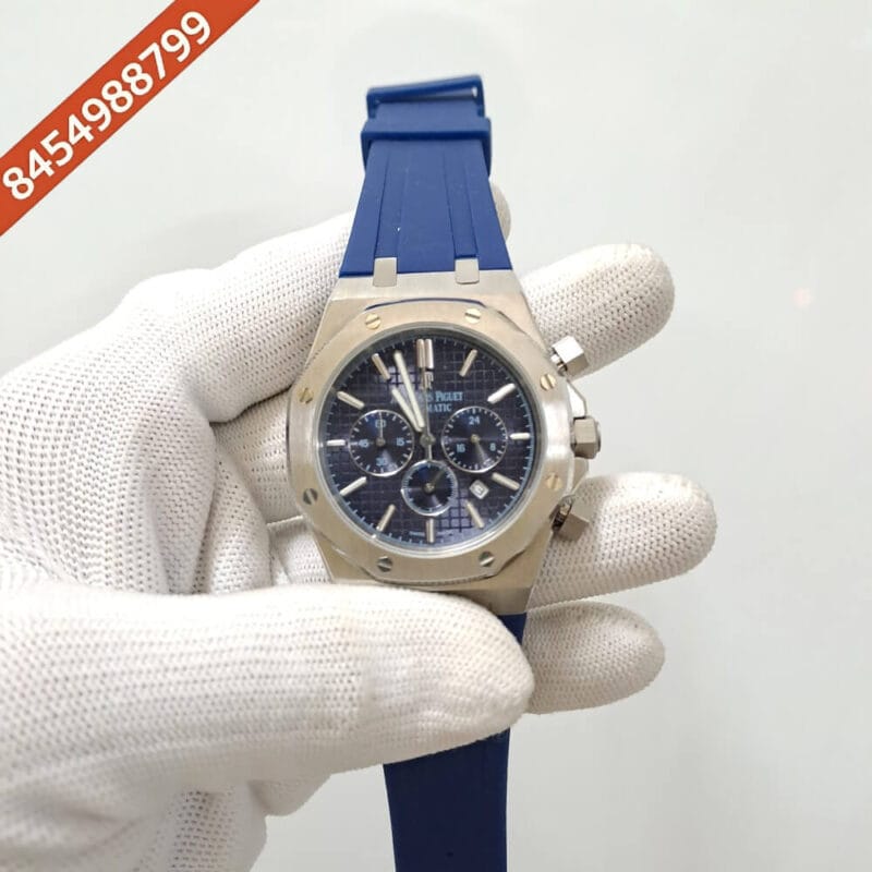 Audemars Piguet Royal Oak Offshore Chronograph Blue Dial Rubber Strap Swiss Watch