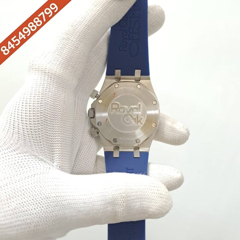 Audemars Piguet Royal Oak Offshore Chronograph Blue Dial Rubber Strap Swiss Watch - Image 4