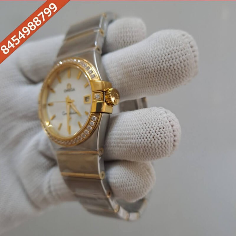 Omega Constellation Diamond Bezel Rose Gold White Dial Women's Watch - Image 3