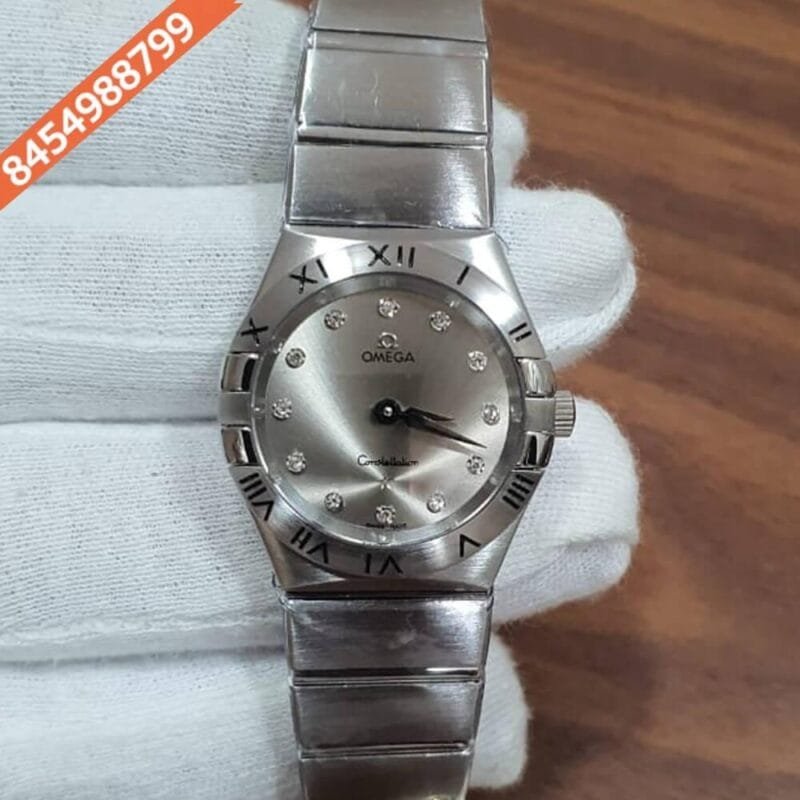 Omega Constellation Full Silver Diamond Marker Grey Dial Watch