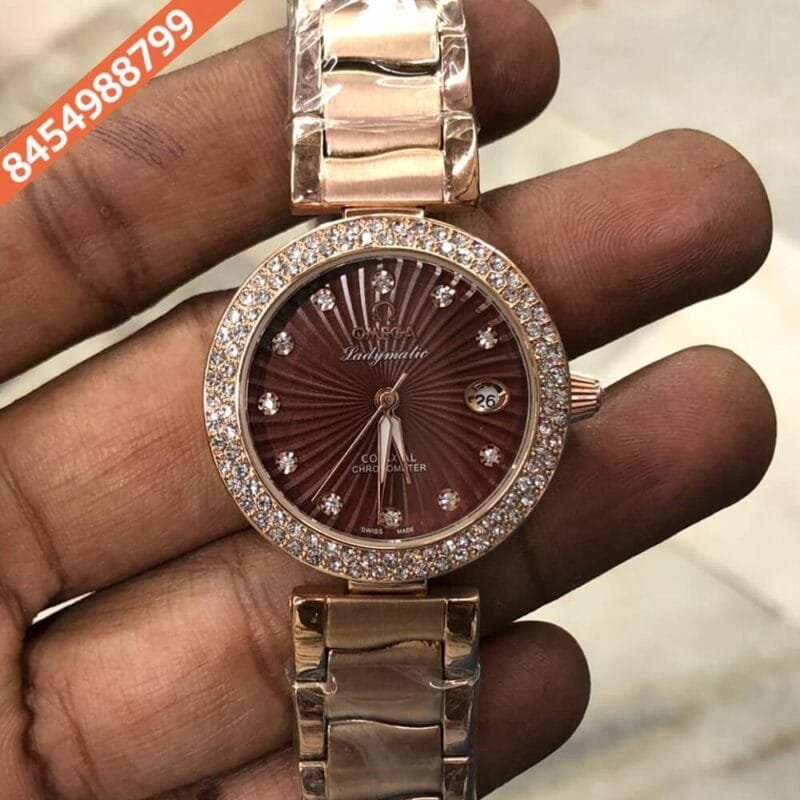 Omega De Ville Ladymatic Rose Gold Brown Diamond Automatic Watch