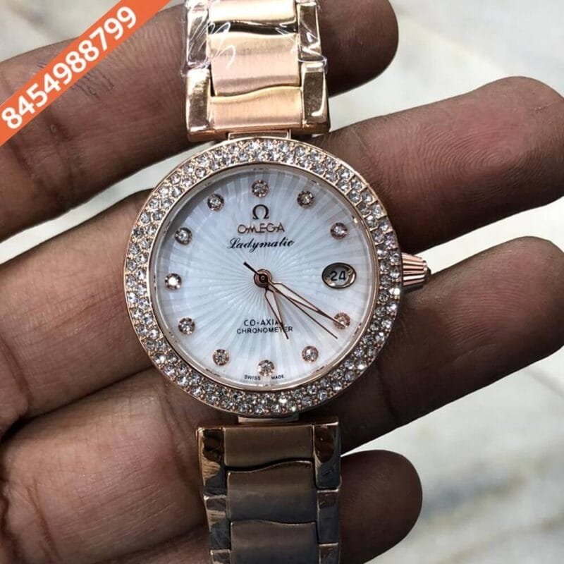 Omega De Ville Ladymatic Rose Gold White Diamond Automatic Watch