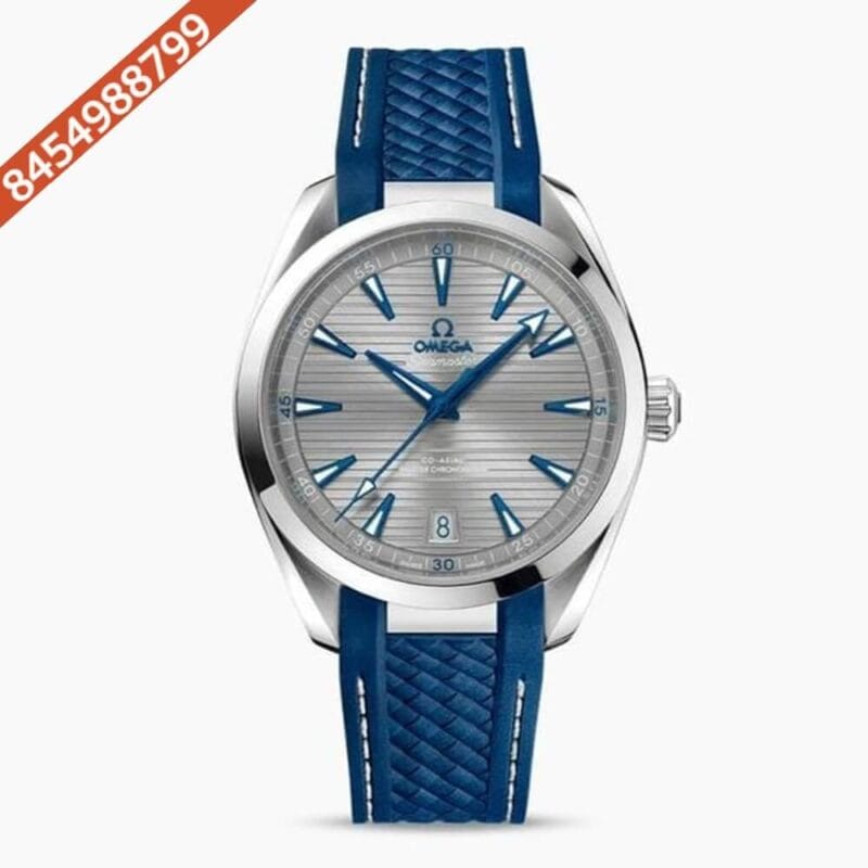 Omega Seamaster Aqua Tera Grey Dial Blue Rubber Strap Swiss Automatic Watch