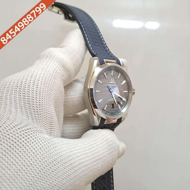 Omega Seamaster Aqua Tera Blue Dial Rubber Strap Swiss Automatic Watch - Image 3