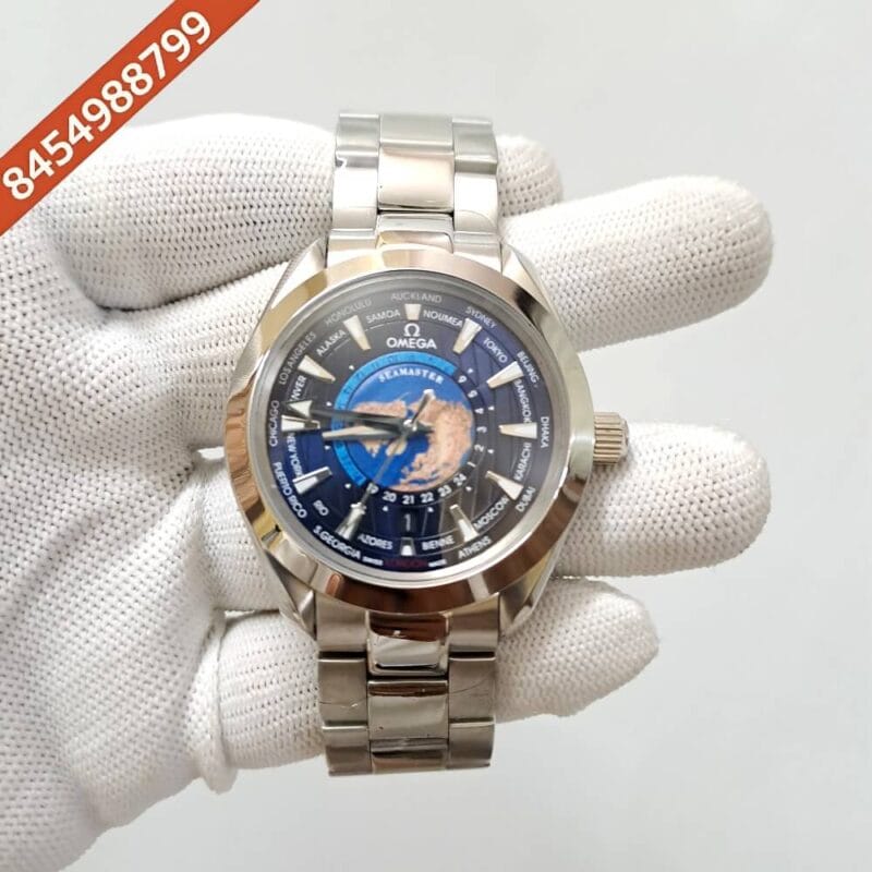 Omega Seamaster Aqua Tera World Time Blue Dial Stainless Steel Swiss Automatic Watch - Image 2