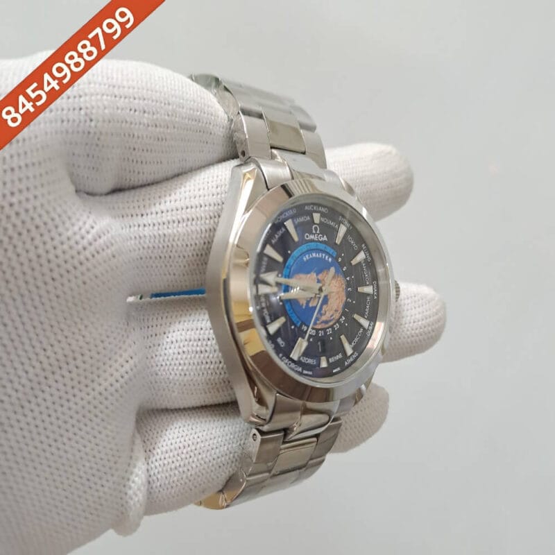 Omega Seamaster Aqua Tera World Time Blue Dial Stainless Steel Swiss Automatic Watch - Image 4