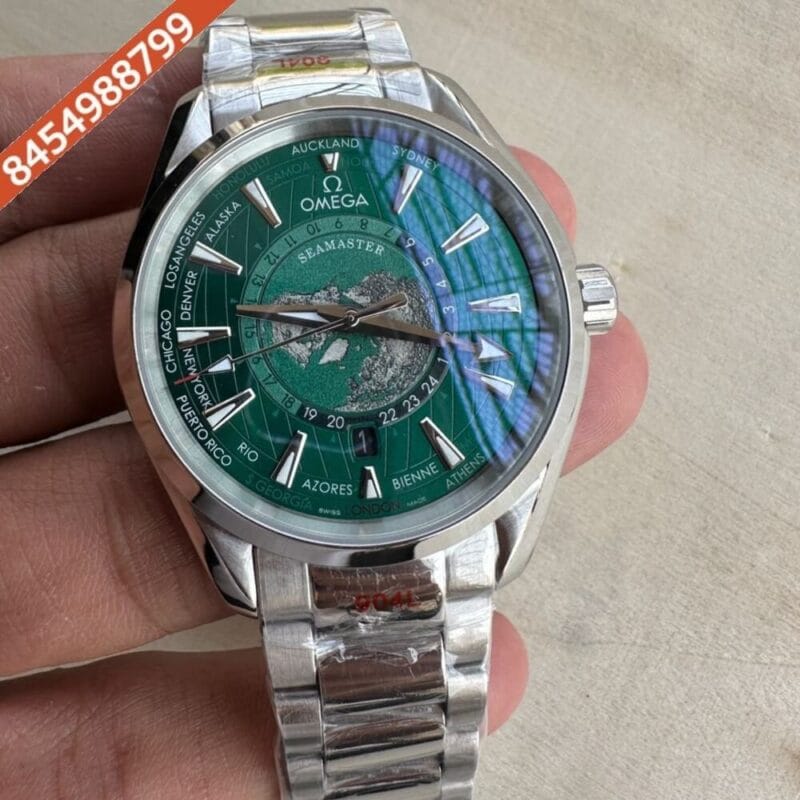 Omega Seamaster Aqua Tera World Time Green Dial Stainless Steel Swiss Automatic Watch