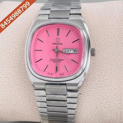 Omega Seamaster Square Steel Pink Dial Swiss Watch