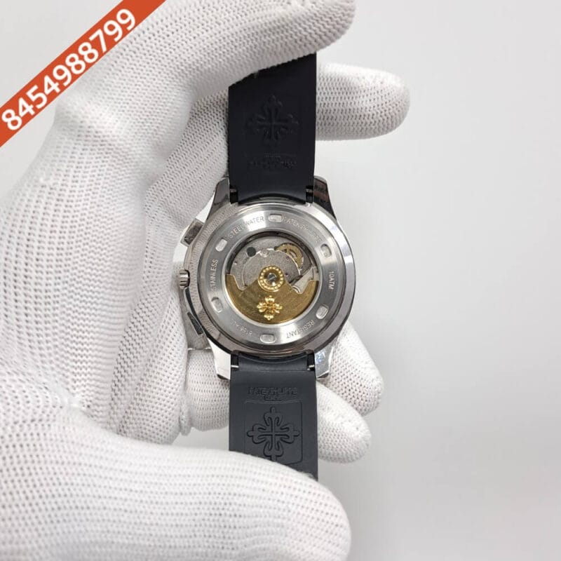 Patek Philippe Aquanaut GMT Black Dial Black Rubber Strap Swiss Automatic Watch - Image 4