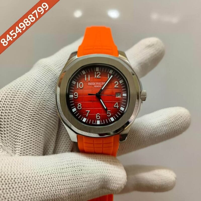 Patek Philippe Aquanaut Silver Orange Dial Swiss Automatic Watch
