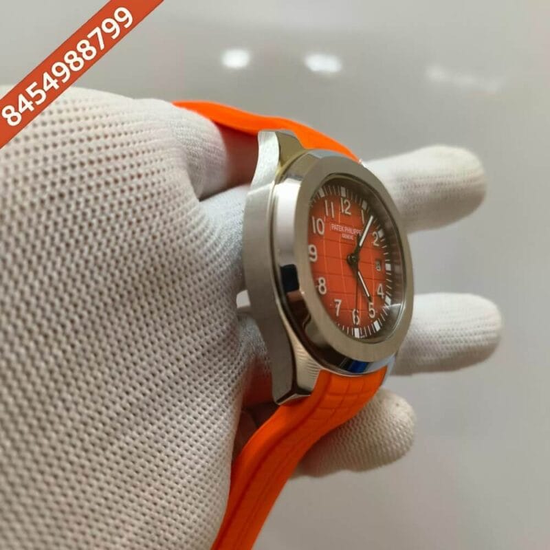 Patek Philippe Aquanaut Silver Orange Dial Swiss Automatic Watch - Image 3